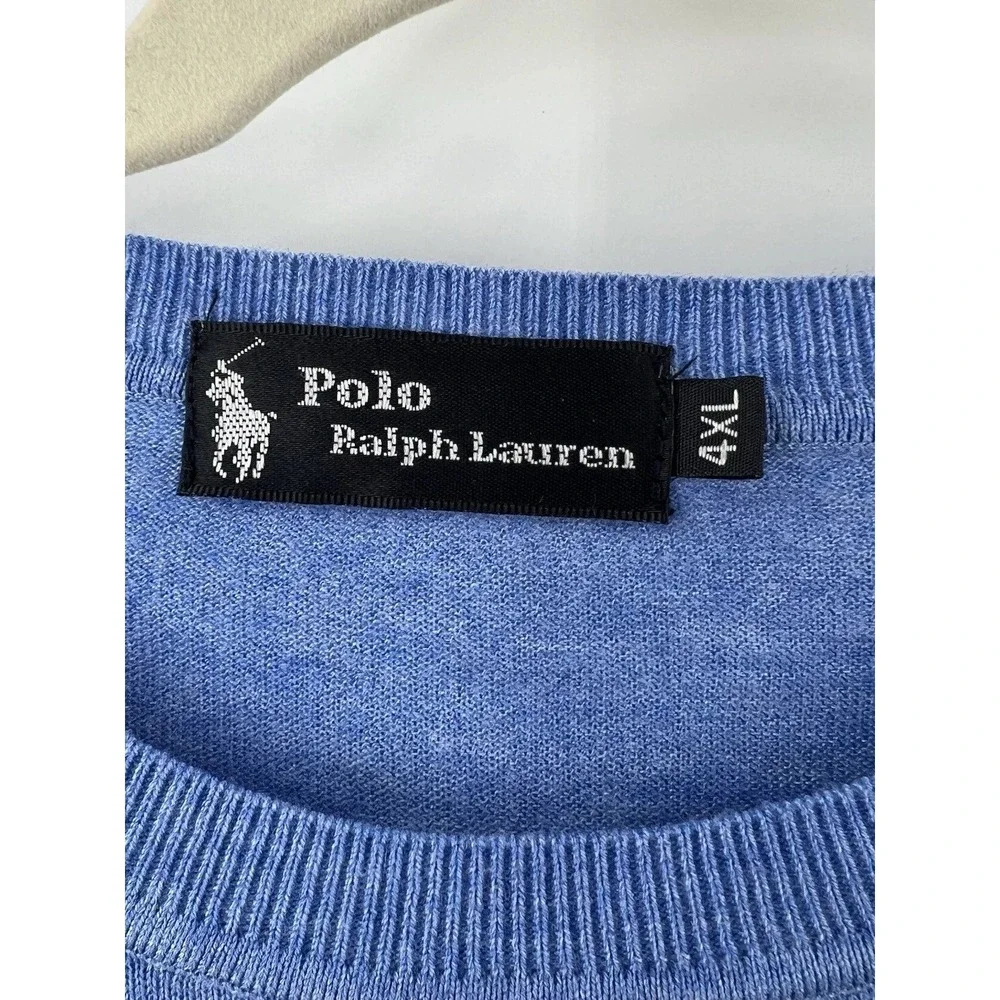 Polo Ralph Lauren Old Money Crewneck Sweater Mens 4XL Blue Wool Cashmere Preppy